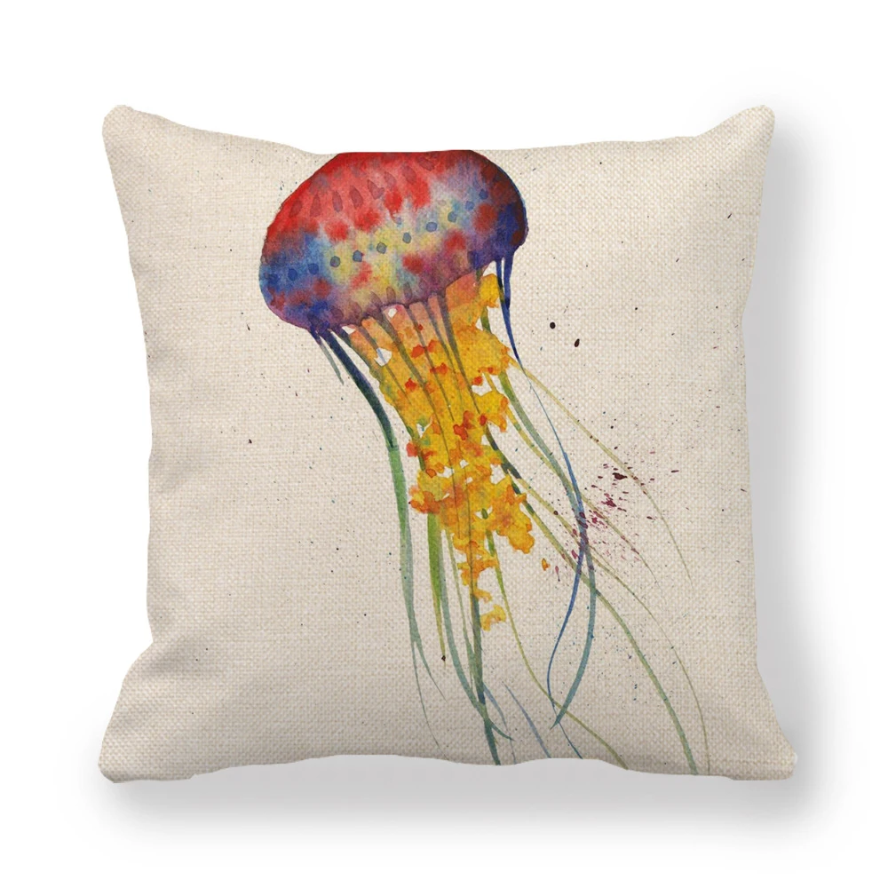 Lychee Jellyfish Подушка с принтом Чехол 45x45 см красочные льняные Чехлы для подушек для спальни дома офиса