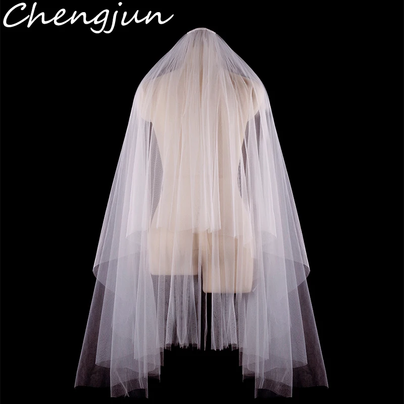 Chengjun двухслойная обрезанная кромка простые высококачественные аксессуары для свадьбы свадебный вуаль