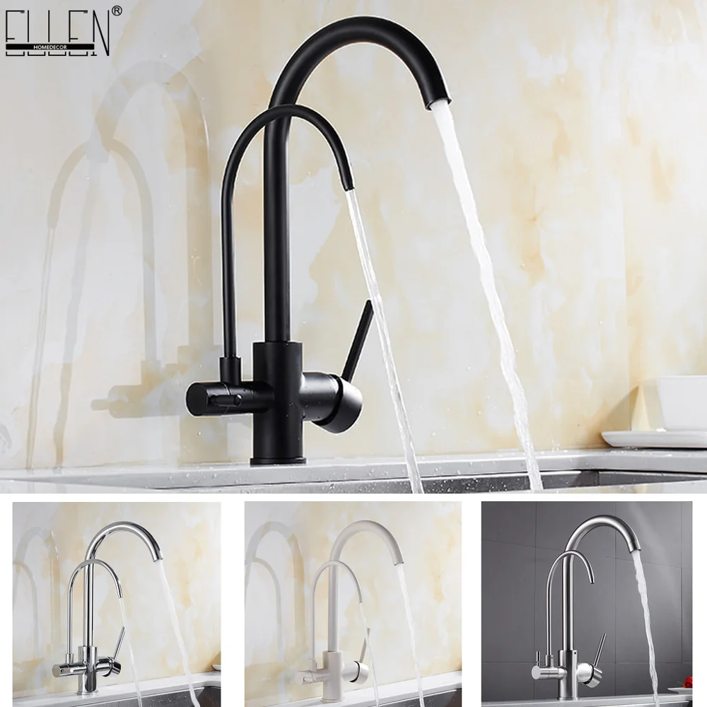 Kitchen Faucets Solid Brass Crane For Kitchen Purified Water Filter Tap Three Ways Sink Mixer 3 Way Kitchen Faucet ELM134