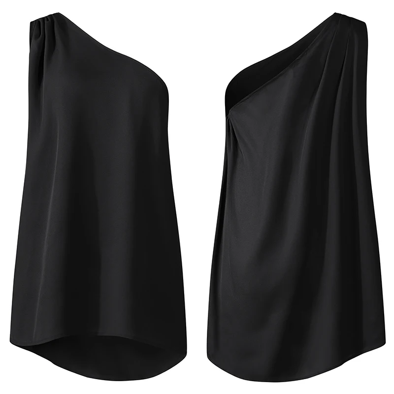 Fashion Celmia Women Summer Sleeveless Shirts Plus Size Sexy One Shoulder Tops Blouses 2020 Casual Solid Work Elegant Blusas 5XL