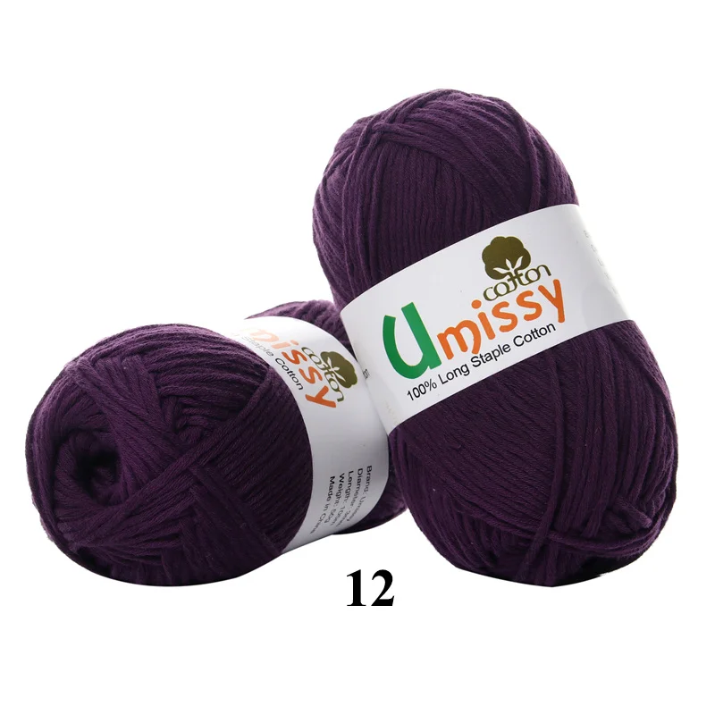 Хлопчатобумажная пряжа для вязания, чесаная толстая пряжа для вязания, Органический Детский свитер, кукла, 50 г - Цвет: 12 Dark Purple 1pc