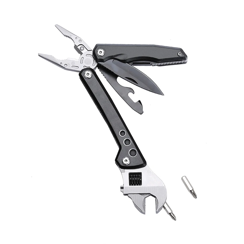 

Heavy Duty Multitool Pliers with Wire Cutter, Knife, Bottle Opener, Wrench, Slotted Screwdriver, Can Opener, Hexagon Socket for Outdoor, Survival, Camping