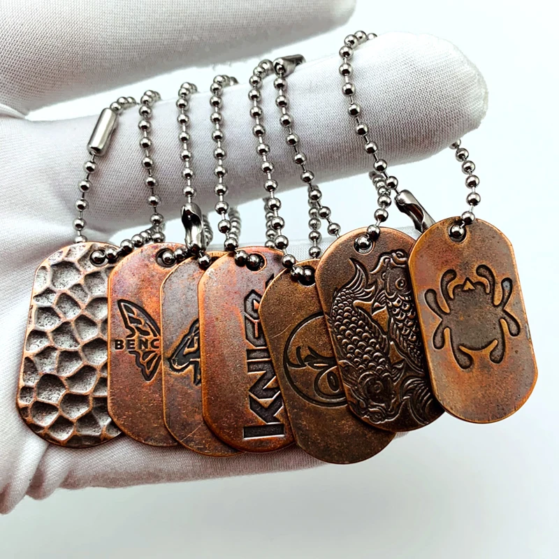 

1piece EDC Copper Tag,Double-sided Design Decorative Tag,CNC Customization Tag