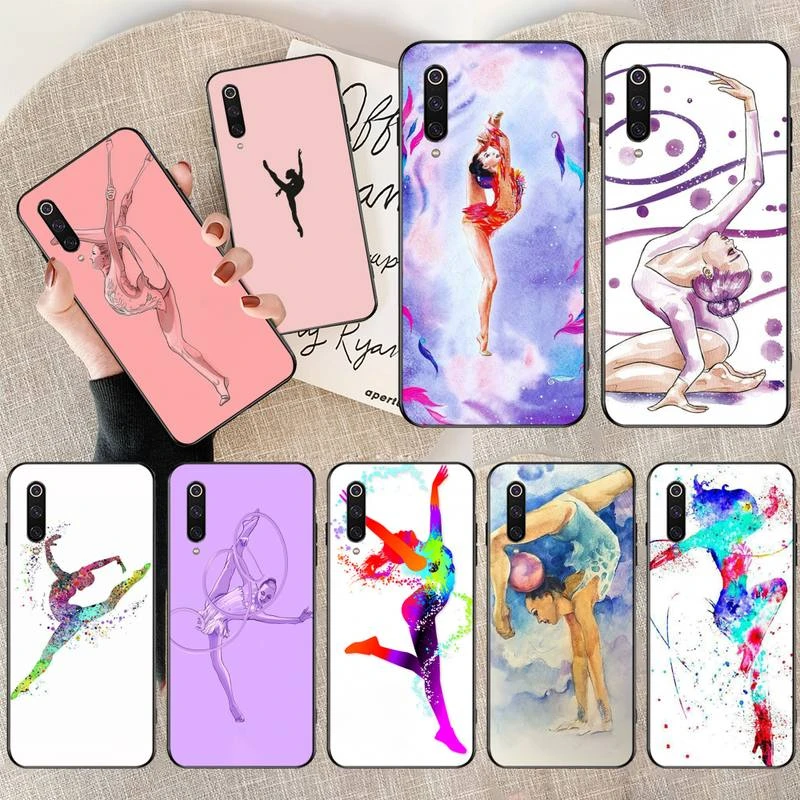 PENGHUWAN Love Gymnastics silhouette sports Custom Photo Phone Case for Redmi Note 8 8A 7 6 6A 5 5A 4 4X 4A Go Pro Plus Prime xiaomi leather case cosmos blue