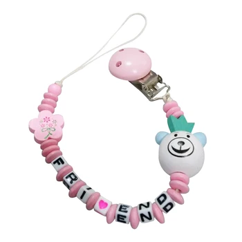 

Soother Pacifier Clip Chain Shower Chew Toy Beads Portable Anti-falling Accessories Baby Wooden Letters Gift Cute Teething