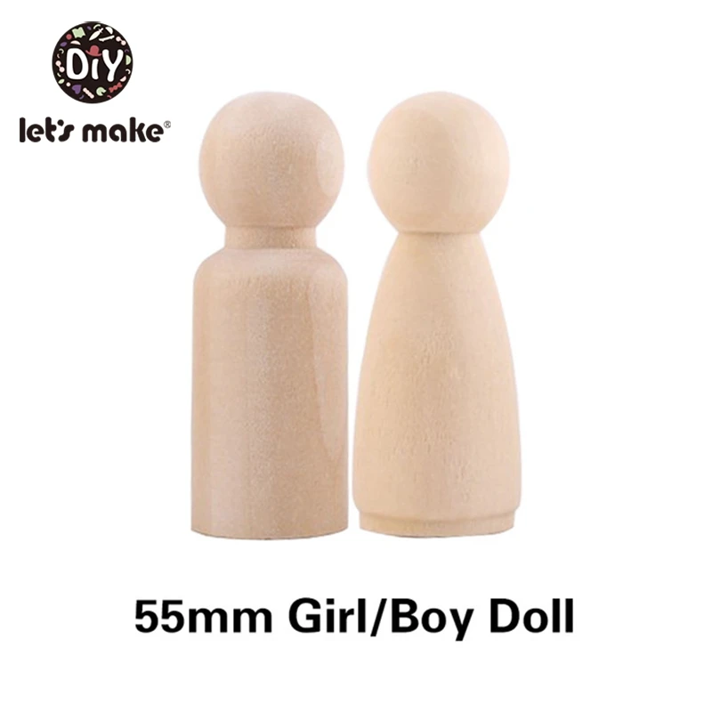 50 шт. 35 мм 43 мм 65 мм деревянные колышки для кукол из твердой древесины естественные необработанные деревянные куклы для мальчиков и девочек для детей ручной работы DIY Pegdoll BPA бесплатно - Цвет: 55mm boy girl