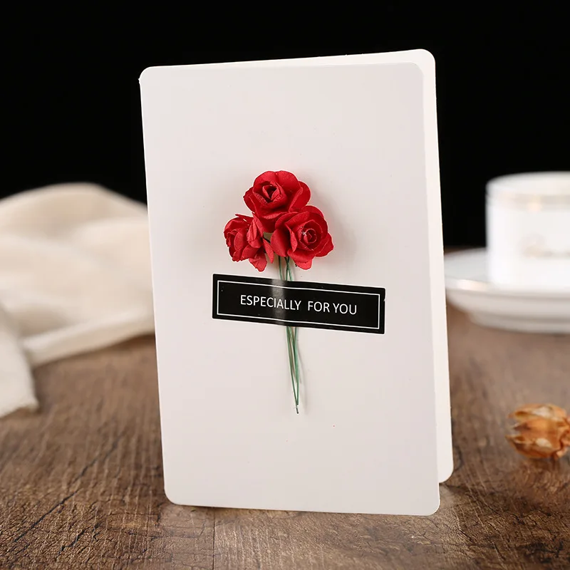 White rose DIY праздничные вечерние открытки приглашения открытка с изображениями цветов ручной работы поздравительная открытка 520 сообщение день Святого Валентина День рождения открытки - Цвет: White rose