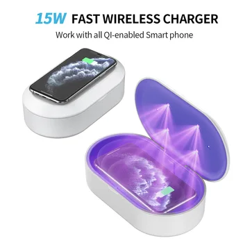 

Led UVC Ultraviolet Sterilization Sterilization Container Disinfection Lamp 15W Wireless Charging Wireless Mobile Phone Charger