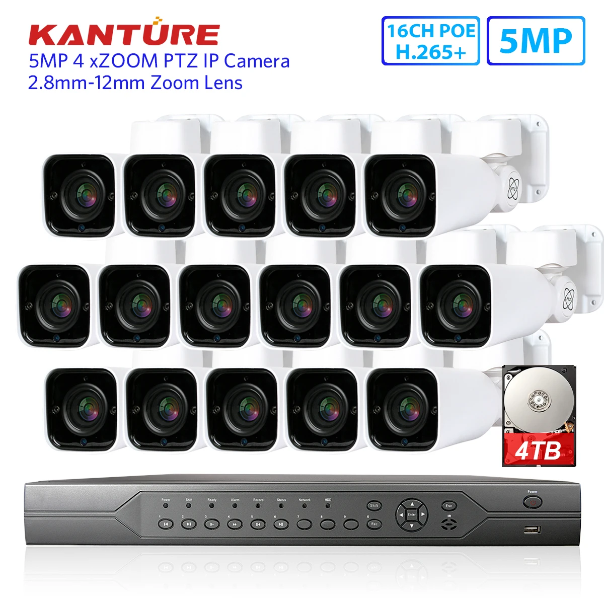 H.265 16CH 5MP POE NVR Системы 16 шт. супер 4xoptical зум безопасности Открытый День Ночь IP