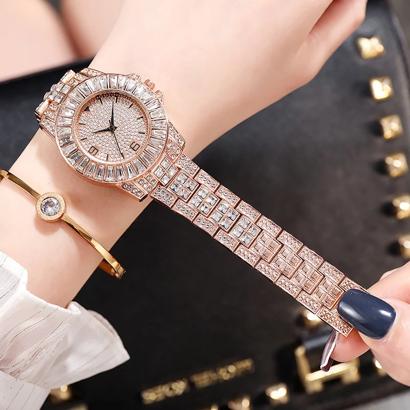 Iced Out Watches Women Luxury Gold Diamond Watch for Women Jewelry Watch Reloj Mujer