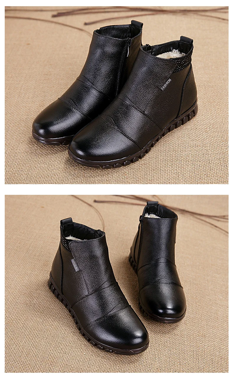GKTINOO Women Boots Winter Shoes Fashion Woman Genuine Leather Wedges Ankle Boots Casual Keep warm Women Snow Boots