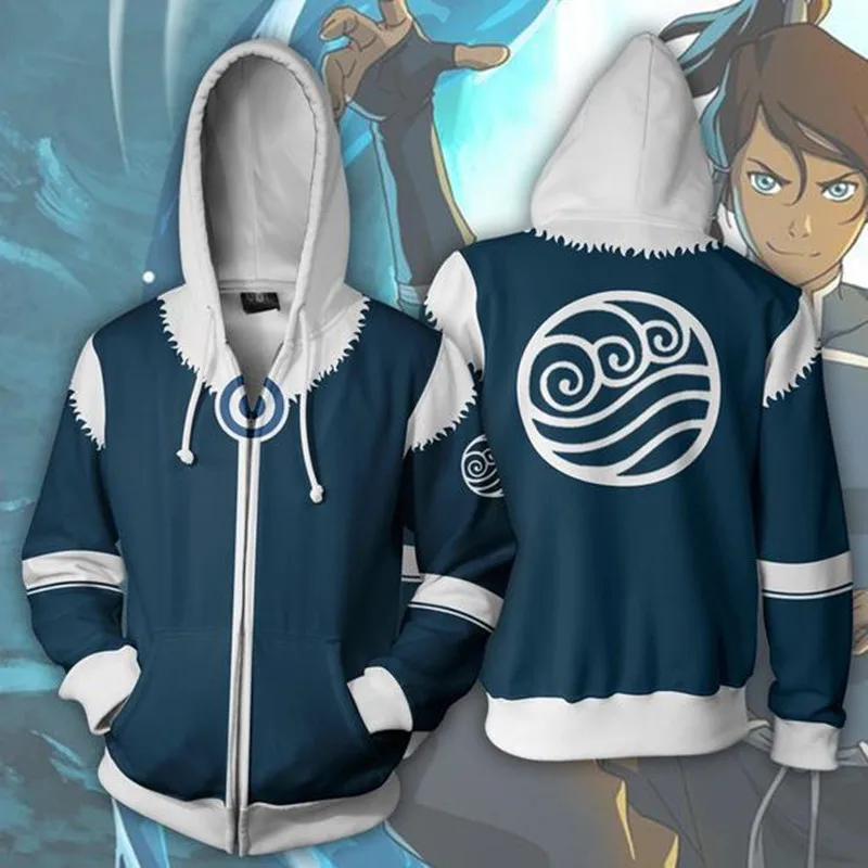 Avatar The Last Airbender Cosplay Hoodies Aang Sweatshirts Katara Sokka Hooded Zipper Jacket Anime Adult Outerwear0 (6)