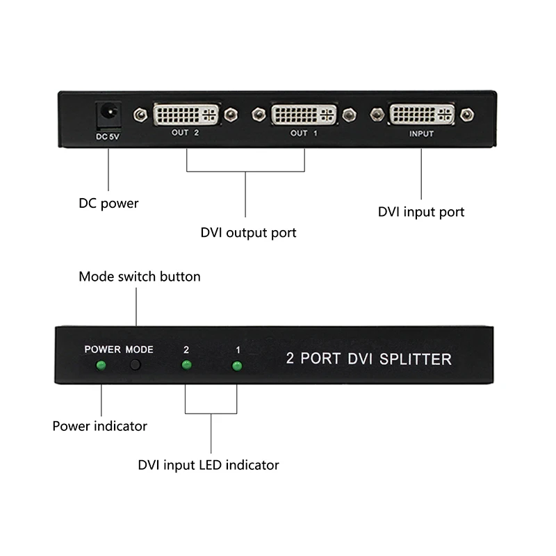 Разделитель DVI 1X2 DVI-D дистрибьютор 1 в 2 выход 1920*1440 для монитора проектора компьютерная графическая карта