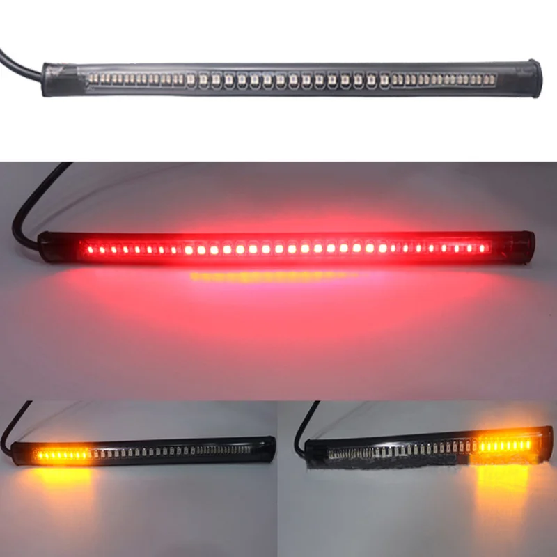 

Flexible Motorcycle Tail Strip Light 48 LED 12V Turn Steering Signal Lamp Dual Color Red Yellow Brake Stop Light