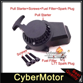 

Black Aluminum Easy Recoil Pull Starter Spark Plug Fuel Filter For 47cc 49cc Engine Mini Moto Dirt Pocket Bike ATV Quad