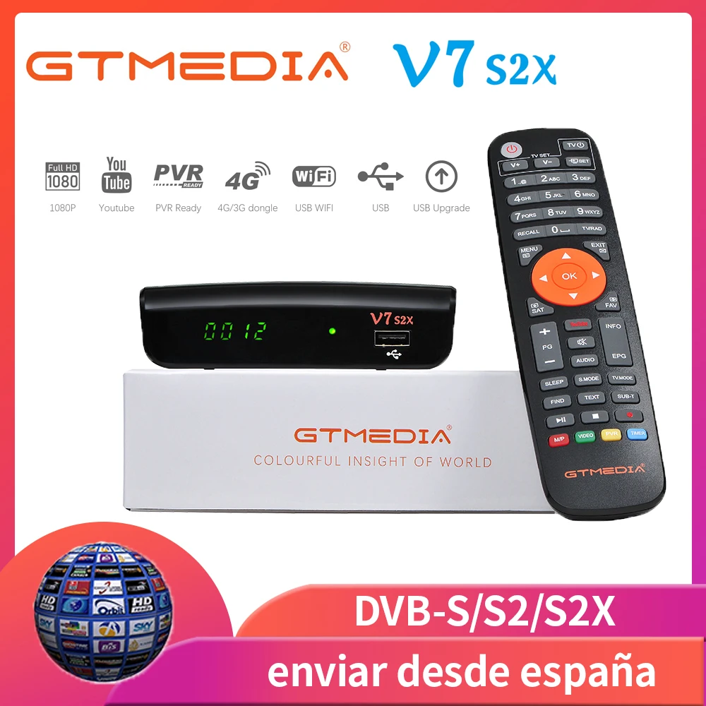 GTMedia V7S S2X HD спутниковый ресивер 1080P DVB S2 Модернизированный от GT медиа включают в