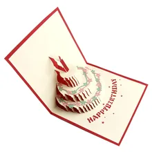 Поздравление 3D всплывающие открытки торт ко дню рождения День Святого Валентина Заказная Рождественская открытка D08D