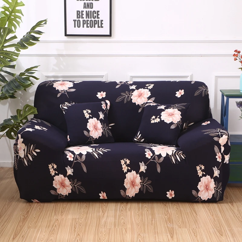 

Gray Flower Elastic Corner Sofa Cover Spandex Slipcovers Removable Stretch L Shaped1/2/3/4 Seater Couch Case for Living Room