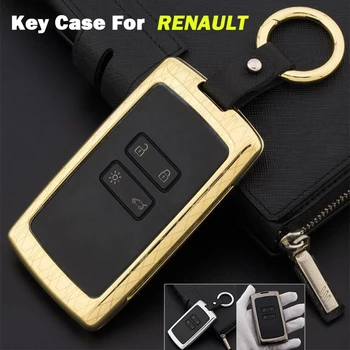 

Brand New Zinc Alloy+Leather Keychain Car key cover case protector holder for Renault koleos Kadjar Keys With Key Rings