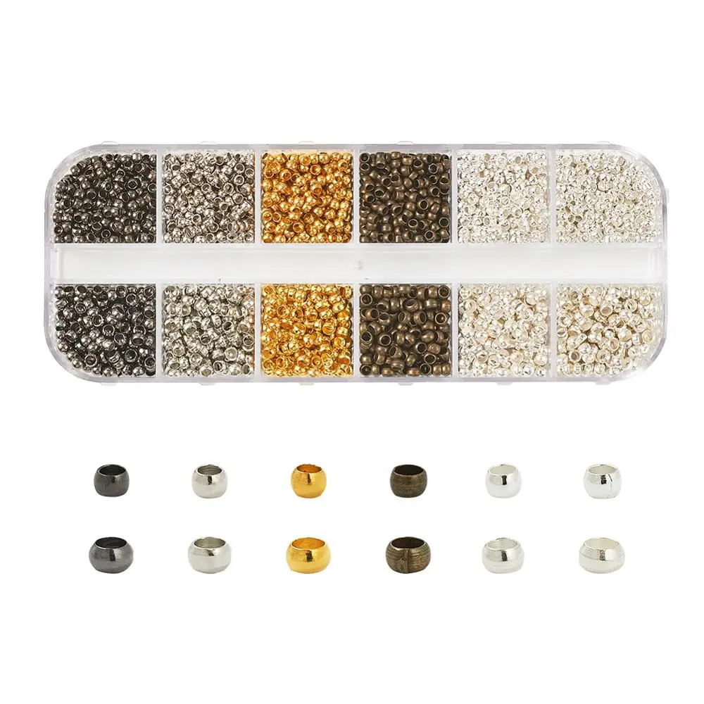 

1Box Mixed Color Metal Brass Crimp Beads Rondelle Round Shape For DIY Jewelry Making Necklaces Bracelets