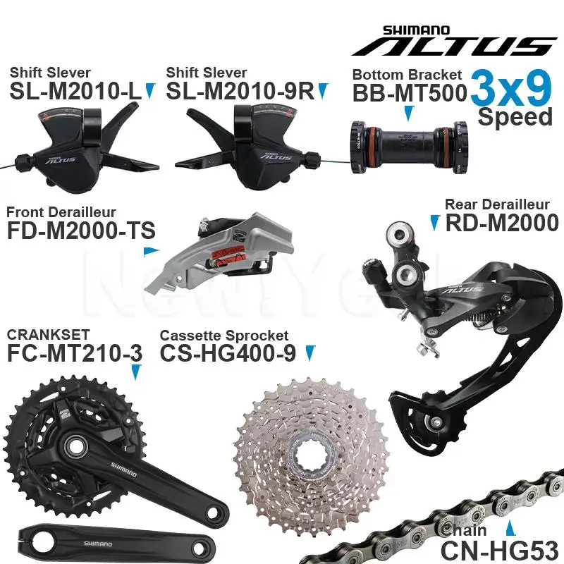 Shimano Altus 3X9 Speed Groupset dengan 