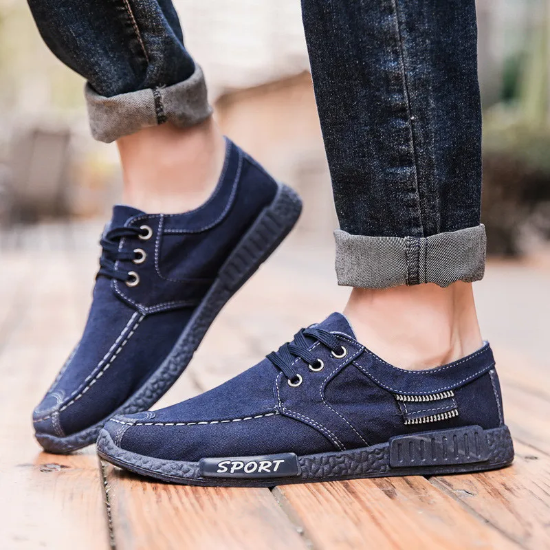 

Canvas men's shoes denim lace men's casual shoes new 2019 Plimsolls breathable men's shoes spring and autumn men's shoes