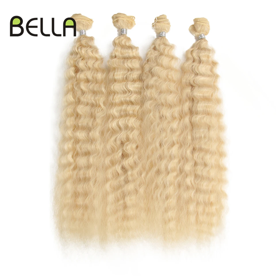 Bella Deep Wave Hair Bundles 4Pcs/Pack 26 inch 613 Blonde Ombre Brown Red Soft Synthetic Hair Bundles Weave Hair Extensions