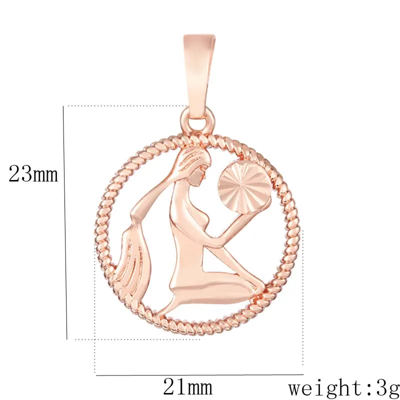 Знак зодиака 12 Созвездие Подвеска Ожерелье Женщины Мужчины розовое золото цвет круглый Скорпион ювелирные изделия