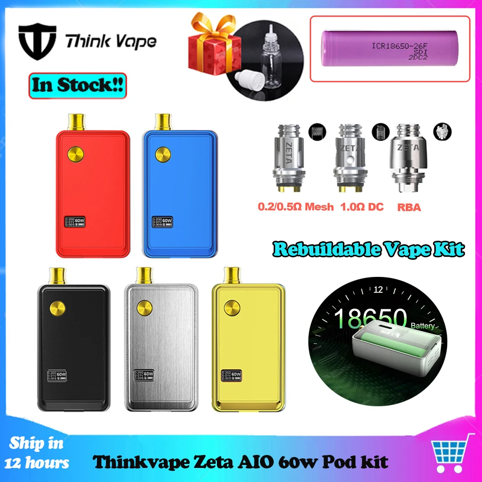 Think Vape ZETA AIO 60 Вт комплект питание от 18650 батарея мод с 3 мл Pod картридж