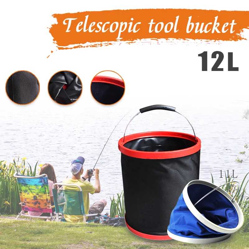 Folding Bucket Water Bucket Car Wash Bucket 11L 12L Portable Folding Bucket Outdoor Camping Car Storage Container Cleaning Tools