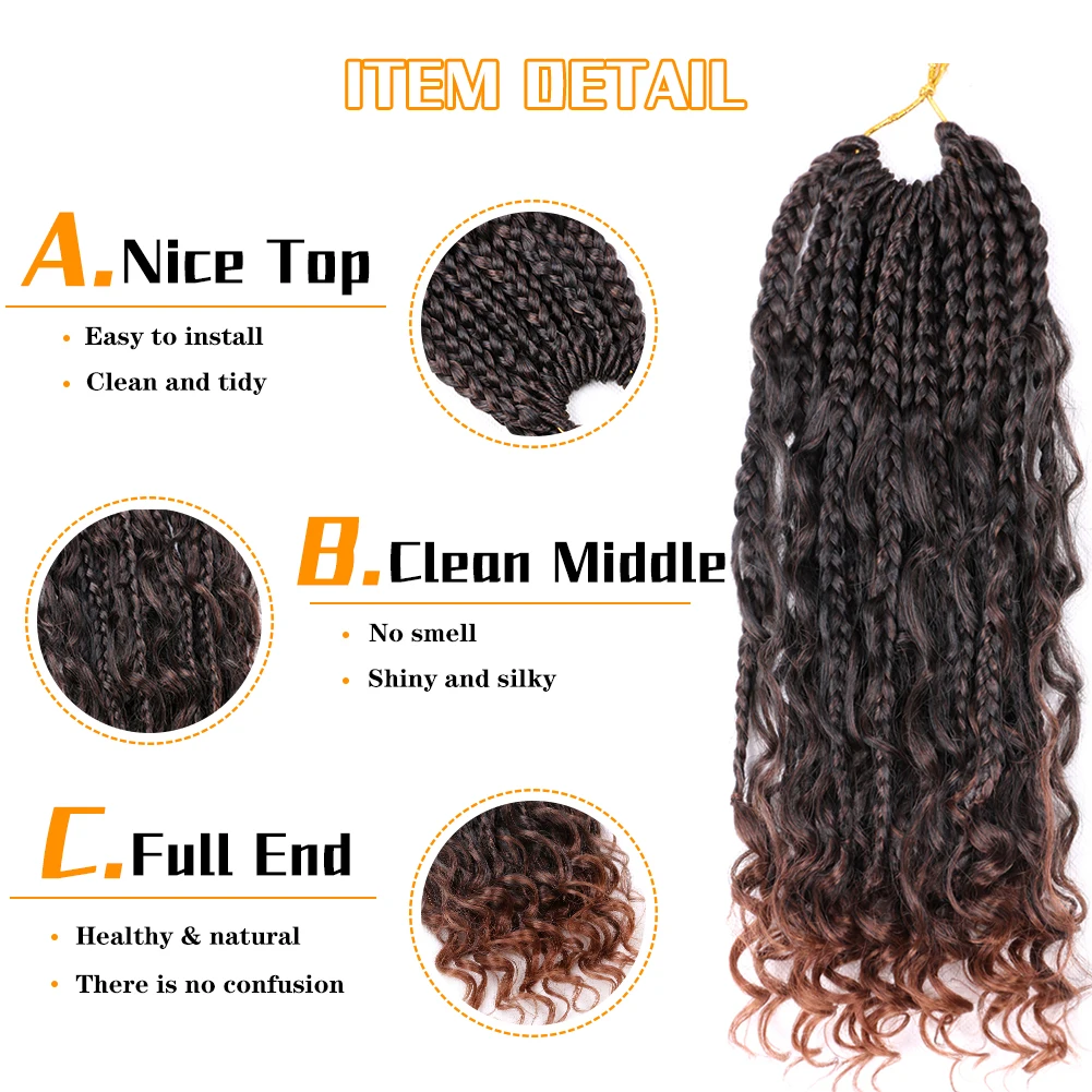 Bohemian Messy Box Braids Crochet Hair 14 Inch Goddess 3X Braids Curly End  Pre Looped Ombre Braiding Hair Extension For Women - AliExpress