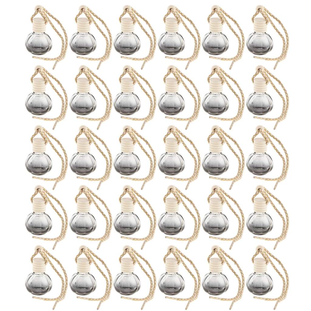 30Pcs Empty Glass Bottle Fragrance Car-styling Car Hanging Perfume Pendant Auto Decoration For Essential Oils Diffuser 10ml