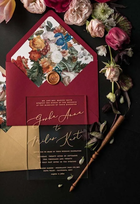  Customized Acrylic Wedding Invitations Marriage Sen Network Red Invitation Wedding Invitation Card  - 4.0004E+12