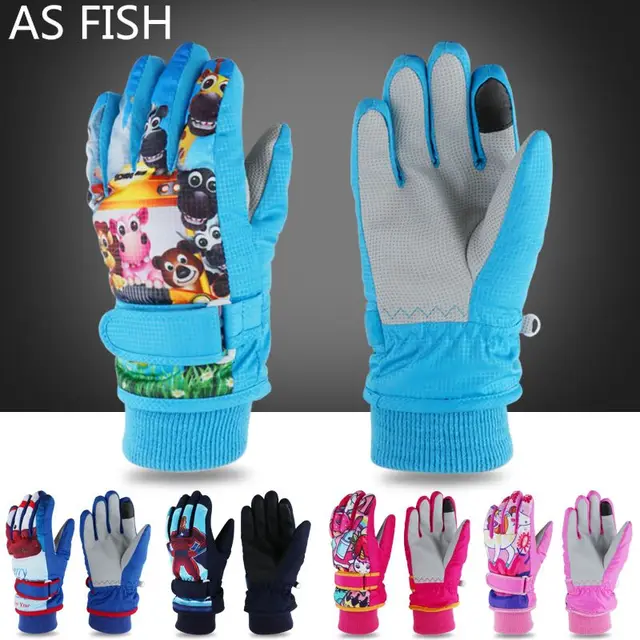 US $11.67 Children Winter Warm Skiing Gloves Boys Girls Sports Waterproof Windproof Snow Gloves Bicycle Ridin