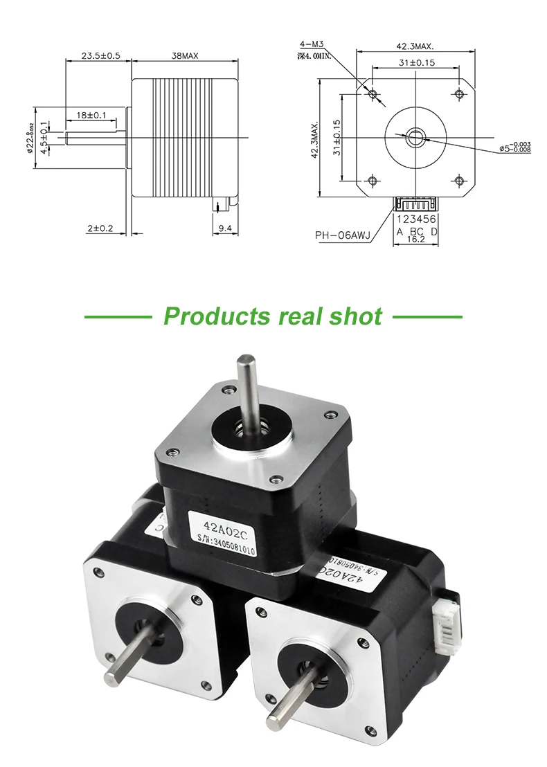 Nema17(Национальная ассоциация владельцев электротехнических предприятий) шаговый двигатель 42 Мотор Нема 17(Национальная ассоциация владельцев электротехнических предприятий) двигатель 42bygh 1.5A 38 мм 17HS4401 мо