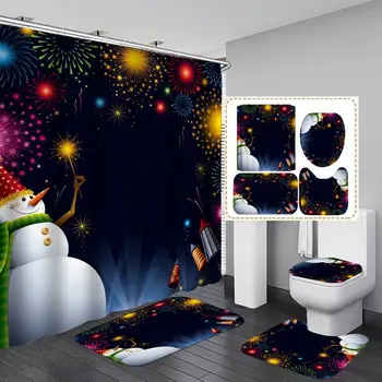 

Christmas 3D Digital Printing Shower,Curtain 4 Pieces For Home / Hotel / Party Decoration 180 * 180cm.