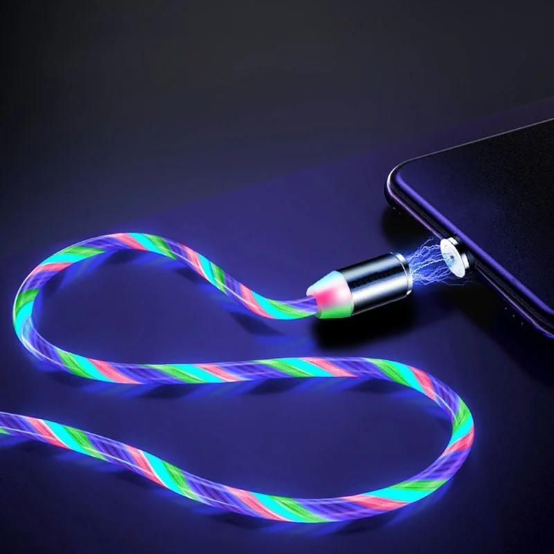 2 м светится ночью 2.4A Быстрая зарядка Магнит Micro usb type C Lightning Кабель для samsung OPPO VIVO huawei светодиодный магнитный провод шнур