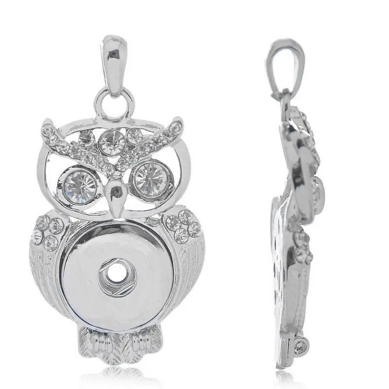 Медная Кнопка Подвески Хэллоуин Сова прозрачный горный хрусталь подходит 18 мм/20