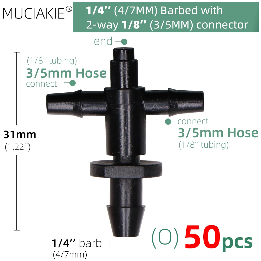 MUCIAKIE 24 Types 3/5MM 1/8'' Micro Drippers Fittings Garden Drip Irrigation Emitters Compensation 2/3/5/6-Way Coupling Adaptor self watering kit