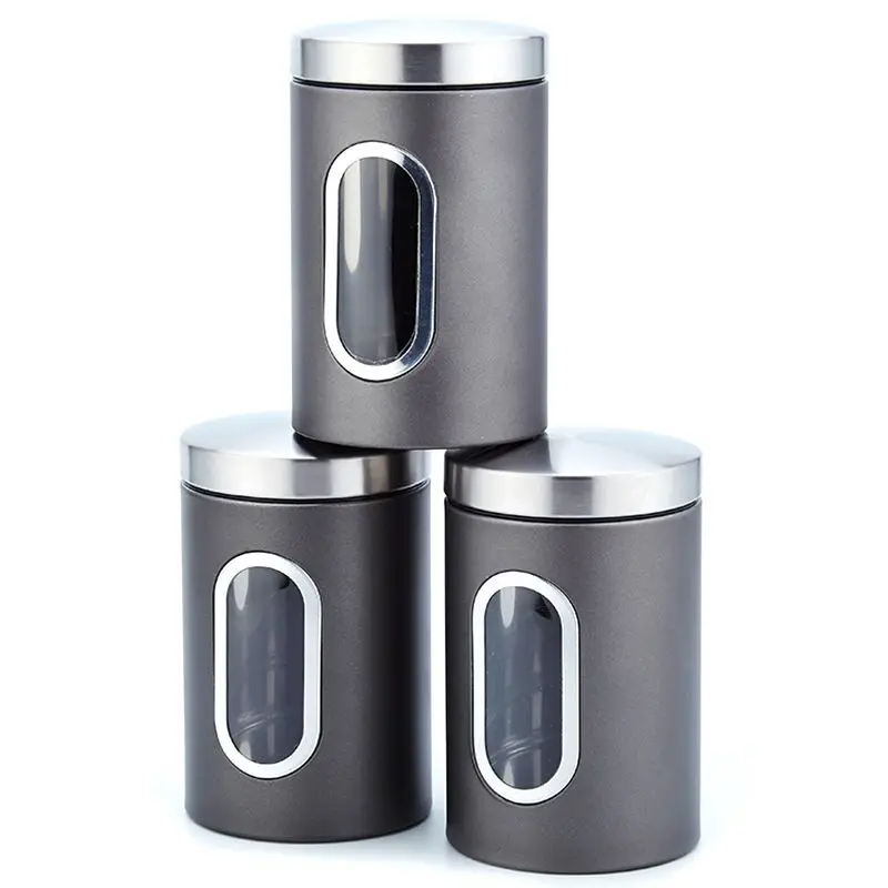 

3Pcs 11X16.5Cm Stainless Steel Storage Tank High-Grade Fresh-Keeping Sealed Tea Coffee Canisters Storage Box Creatives Home Gift