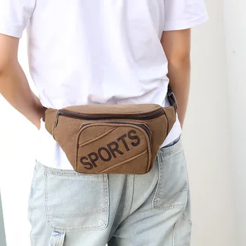 

New Men's Waist Packs Sports Canvas Wear-resistant Waist Bag Riding Mountaineering Shoulder Bag Fitness Running Phone Chest Bag