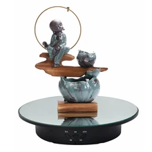 3 Speeds 20cm Intelligent Electric Rotating Display Stand Mirror Turntable Jewelry Holder Battery/USB Power