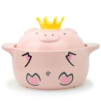 

1000Ml Pink Pig High Temperature Resistance Casserole Handle Ceramic Cooker Kitchen Supplies
