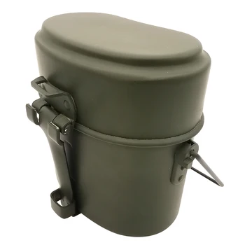 

Outdoor Military Aluminum Hiking Tableware Camping Durable Portable Leakproof Heatable Bento Survival Container Lunch Box Green