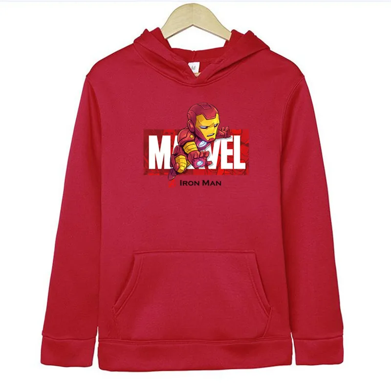 red 1 Зимние мужские Marvel Comics Человек-паук Железный человек толстовки с капюшоном осень Забавный принт Мода супергерой мультфильм уличная куртка - Цвет: red 1