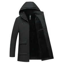 Мужское теплое пальто зимнее ветрозащитное плюс бархатное утолщенное Мужское пальто с капюшоном Повседневная мужская одежда ветровка мужские куртки размера плюс, GA506