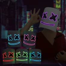 Dj marshmello 마스크 eva 솜사탕 dj 음악 공 빛나는 마스크 marshmello 할로윈 led 헤드 밴드 코스프레 파티 나이트 클럽 소품(China)