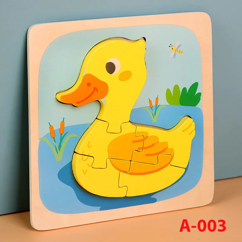 A-003 Новые детские деревянные 3D головоломки игрушки для детей мальчиков детские Ранние развивающие игрушки когнитивные мультфильм животных Форма подходящая головоломка игра - Цвет: A-003