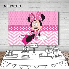 Mehofoto Виниловый фон для фотосессии новорожденных с розовой Минни Маус танцевальный узор в горошек на заказ для фотостудии День рождения фон для фотосъемки