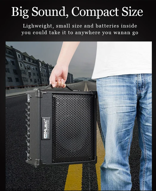 Amplificatore Per Chitarra Acustica Coolmusic 40W - Bluetooth, Batteria Ricaricabile, Con Ingresso Microfono - Foto 12